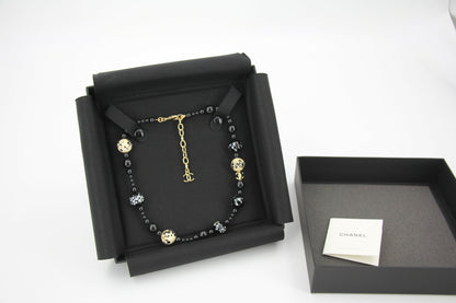 Chanel 26A Metal Gripoix Pearls & Resin Gold Black & White CC Necklace