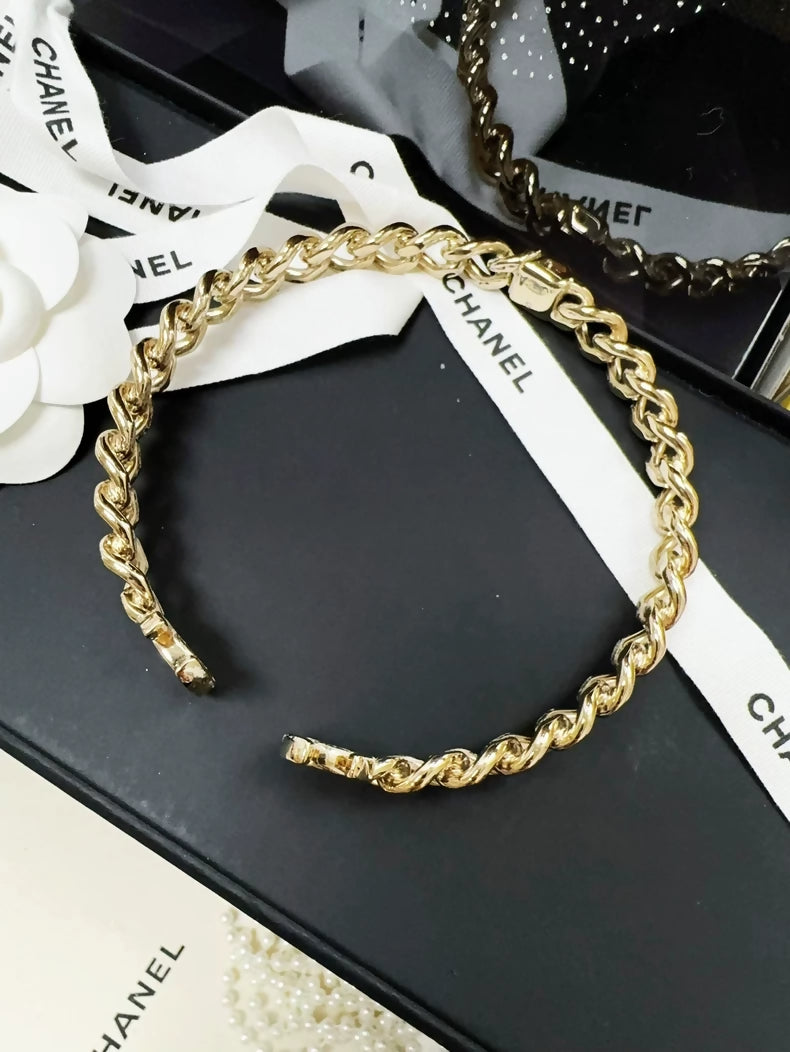 Chanel 22c Gold Chain Double C Logo Choker Necklace