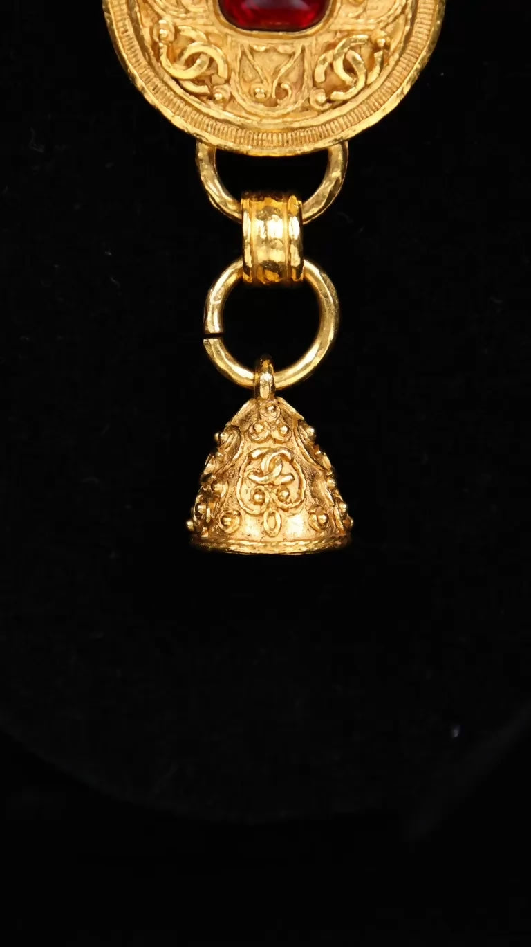 Chanel 1994 Burgundy Glass Necklace