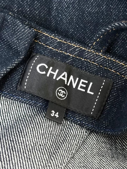 Chanel 25C Navy Blue Double C Pocket Denim jumpsuit