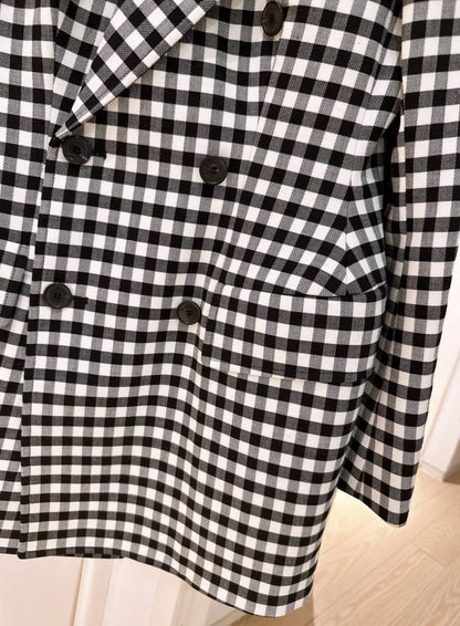 Balenciaga black and white grid hourglass coat