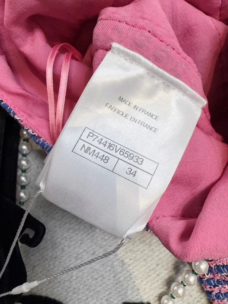 Chanel 23P purple tweed pearl dress