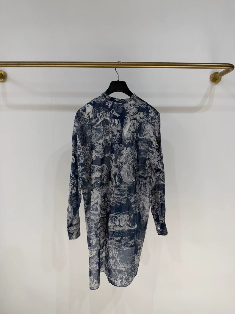 Dior blue Print Shirt Dress