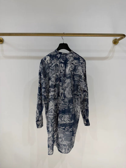 Dior blue Print Shirt Dress