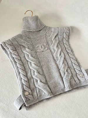 Chanel 23N Grey Knit Turtleneck Vest