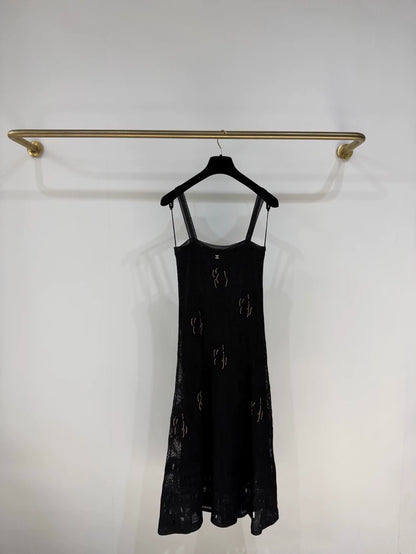 Chanel 26C Black Camellia Knit Dress