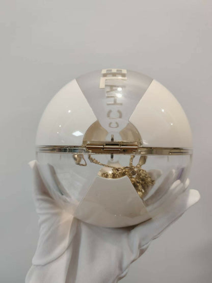 Chanel 2019 Cream White Coco Beach Ball Minaudière clutch bag with gold hardware