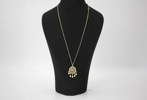 Chanel Vintage 07P Gripoix Red, Green and Yellow Gemstone Pendant Necklace