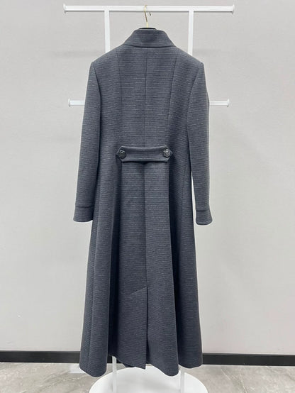 Chanel 18A black and gray cashmere long coat