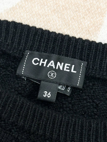 Chanel 23B black cashmere top