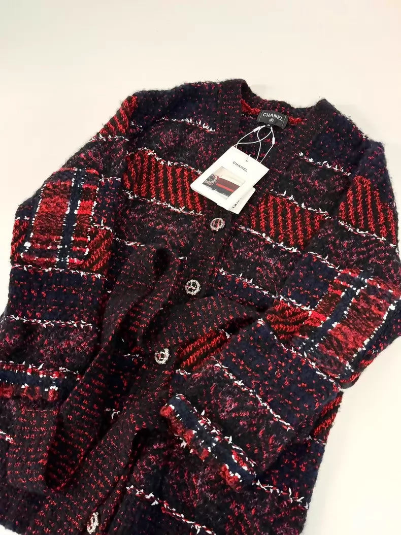 Chanel 23B Red Cardigan