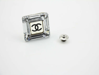 Chanel Vintage 05A Resin Mirrored Square Coco Mark Translucent Brooch