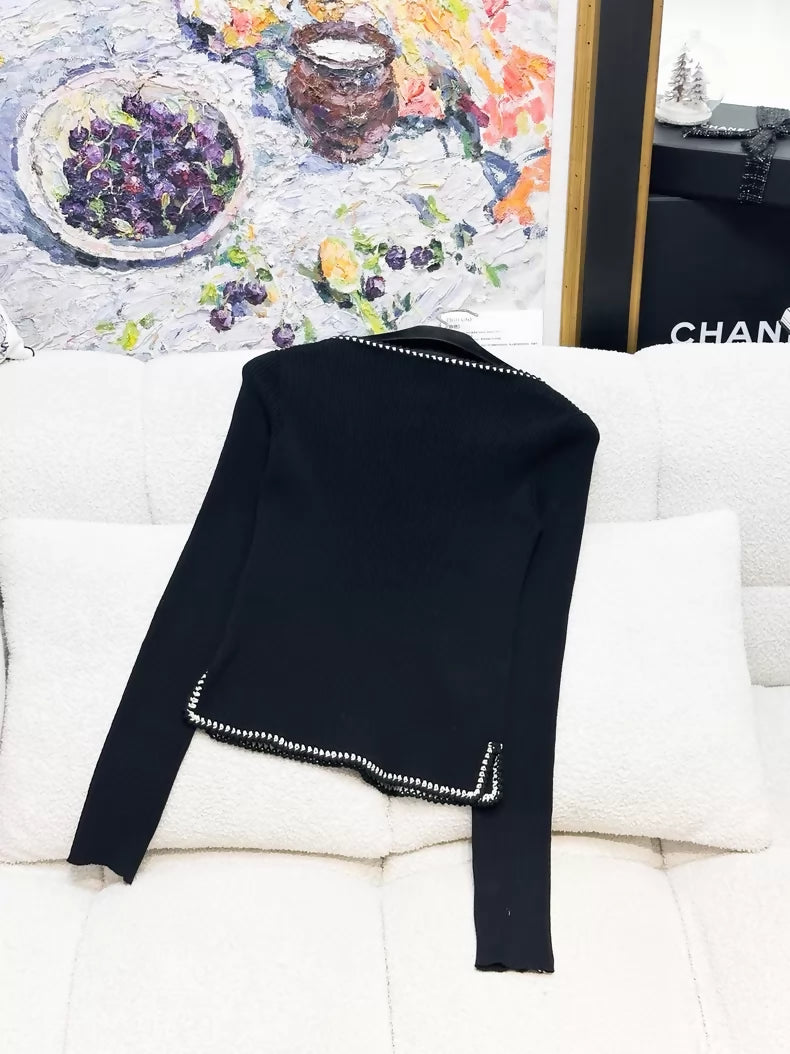 Chanel 22C  black knit top