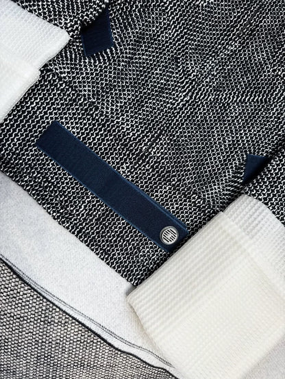 Chanel 17S blue, black and white tweed sweater