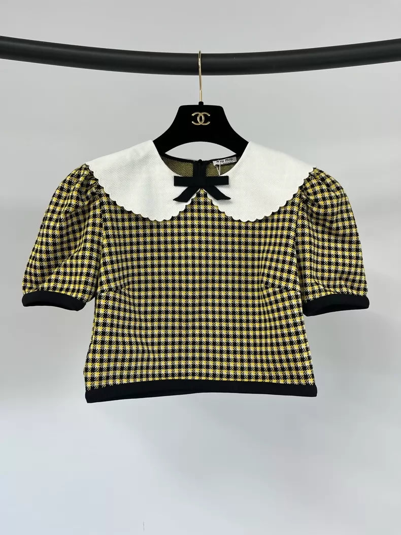 Miu Miu houndstooth suit with Peter Pan collar