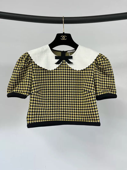 Miu Miu houndstooth suit with Peter Pan collar