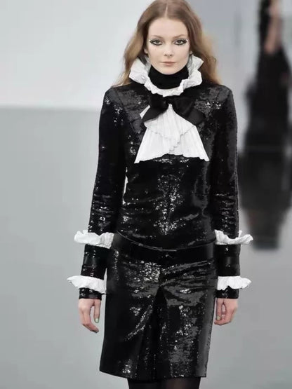 Chanel 2009 black sequined long-sleeved dress