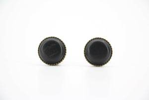 Chanel Vintage 00A Metal Black Round Clip-on Earrings