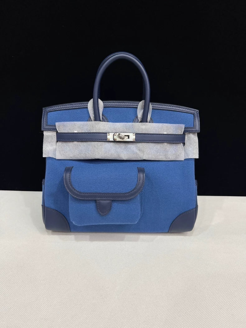 Hermes Birkin 25 Cargo Navy Blue with palladium hardware