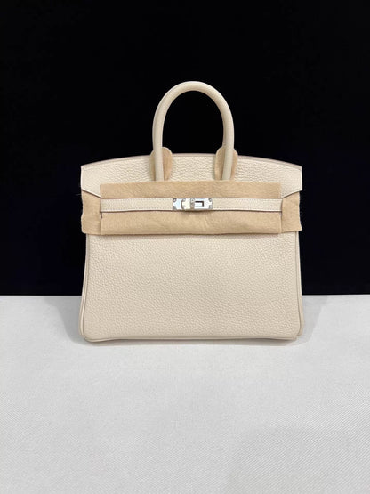 Hermes Birkin 25 Craie Togo Leather Palladium Hardware