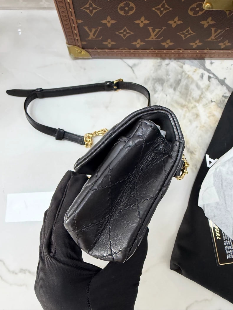 Chanel 2.55 Black and Gold Leather Mini Waist Bag Bag,