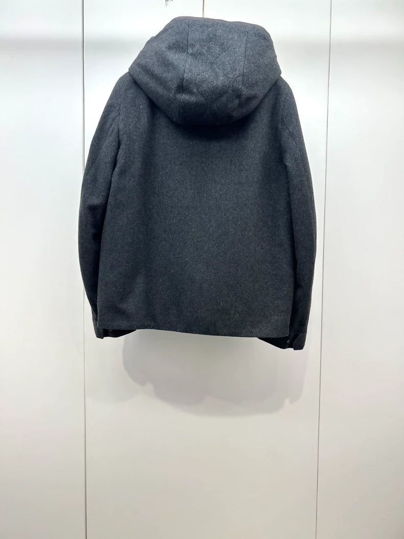Loro Piana grey fur hooded coat