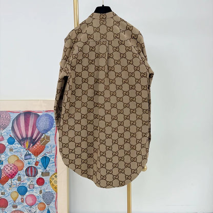 Gucci Double G Monogram Gold Button Shirt Jacket