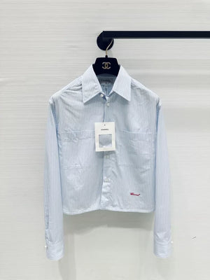 Chanel 26S blue striped cropped shirt