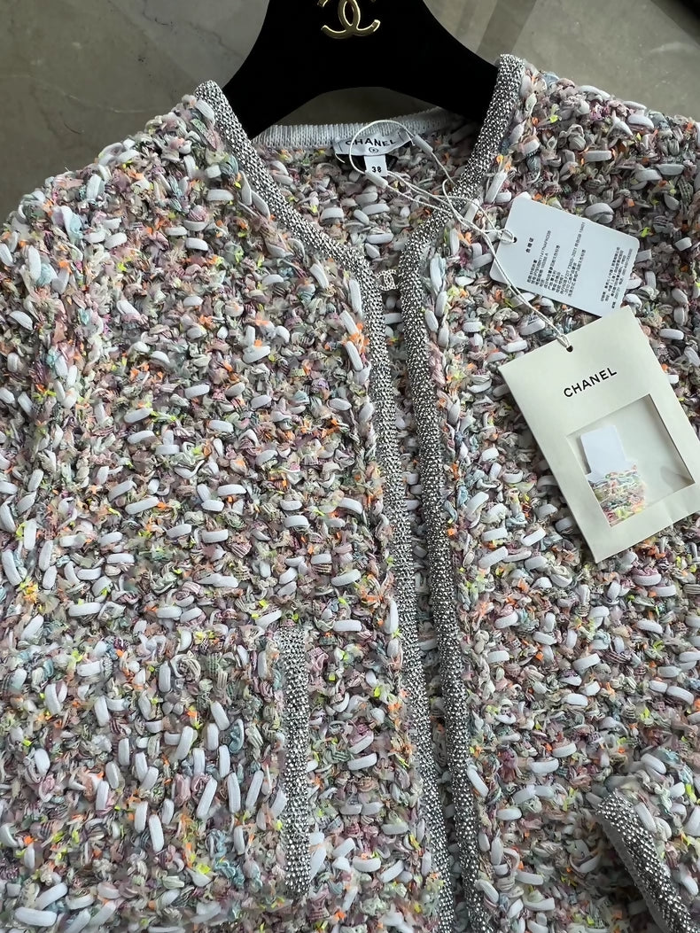 Chanel 25p super sparkly rhinestone-trimmed cardigan