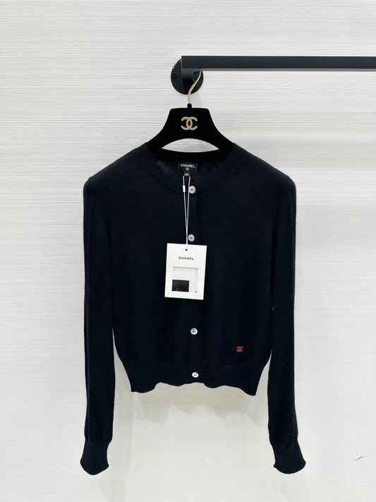 Chanel 26P black knit cardigan