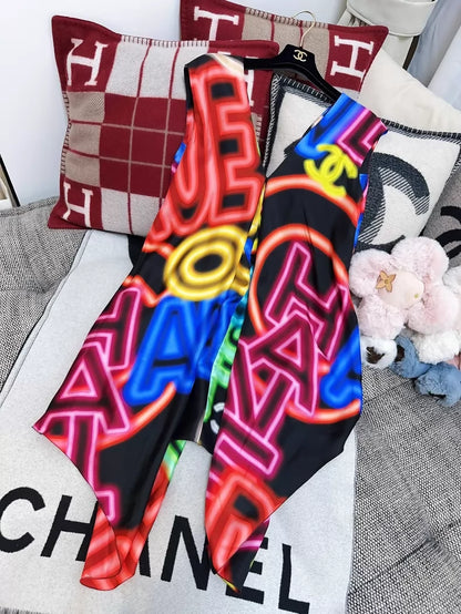 Chanel 21s multicolour Neon Silk Dress