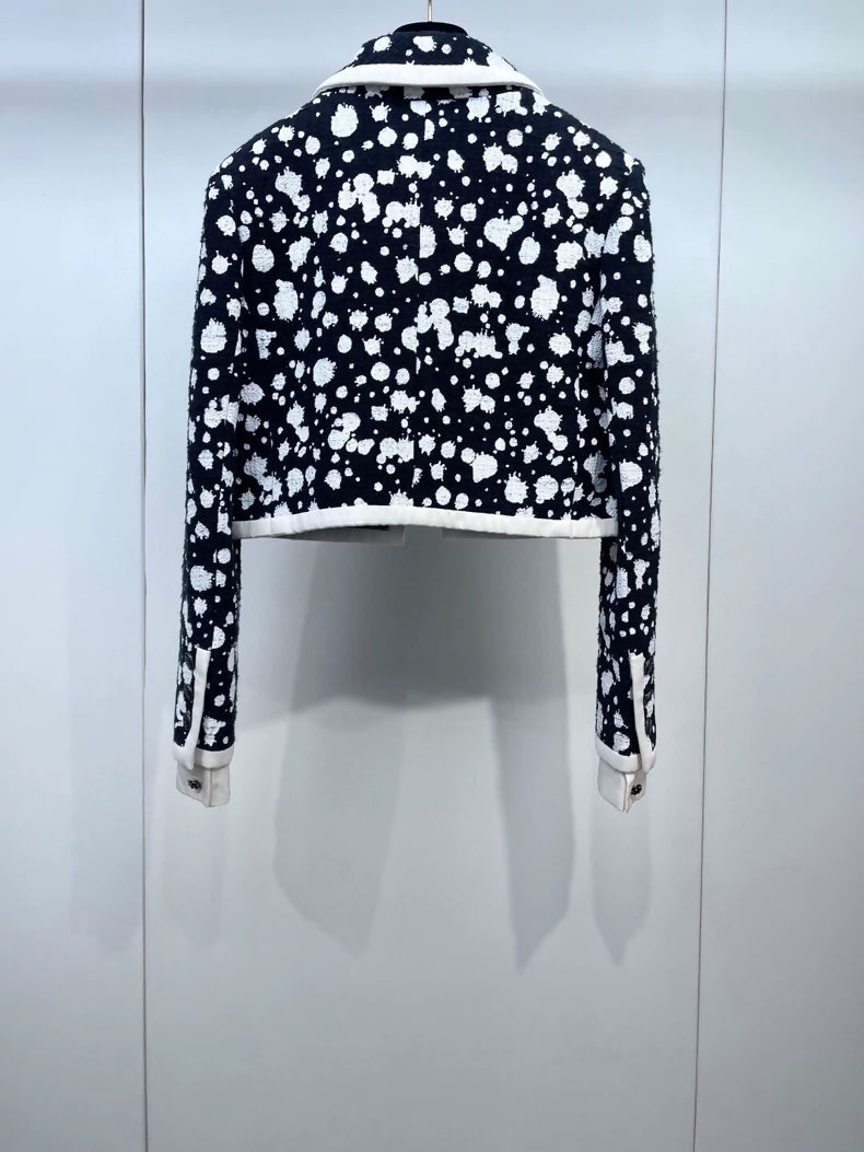 Chanel 2015 black and white polka dots jacket