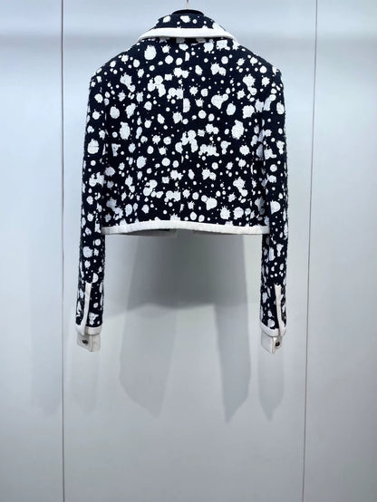 Chanel 2015 black and white polka dots jacket