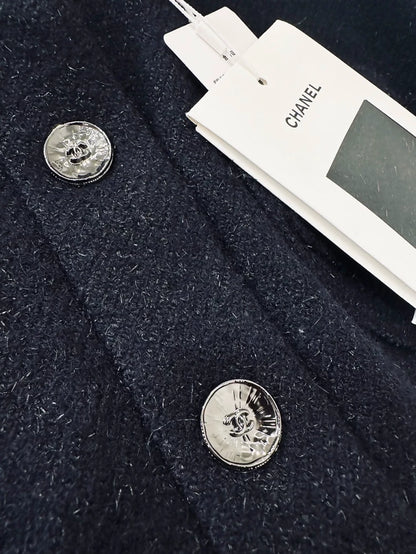 Chanel 25K Blue Tweed Double C logo jacket