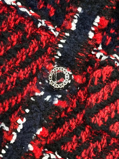 Chanel 23B red and black knit cardigan