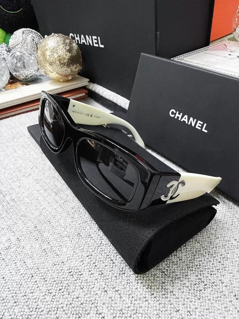 Chanel black and white double C sunglasses