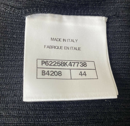 CHANEL 2019 MAXI BLACK CREAM RIBBED WOOL KNIT DRESS FR 44