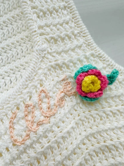 Chloe 26 Off-White Floral Embroidery Crocheted Camisole Top