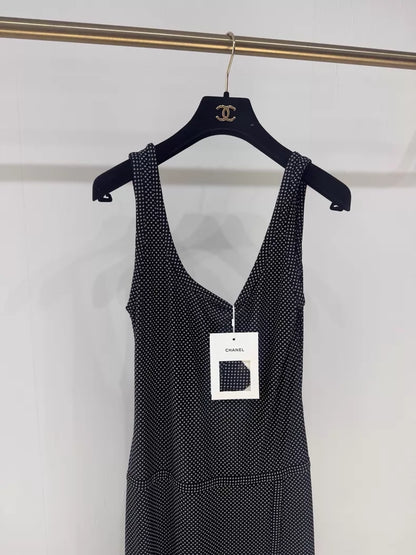 Chanel 24B Black Double C Print Dress