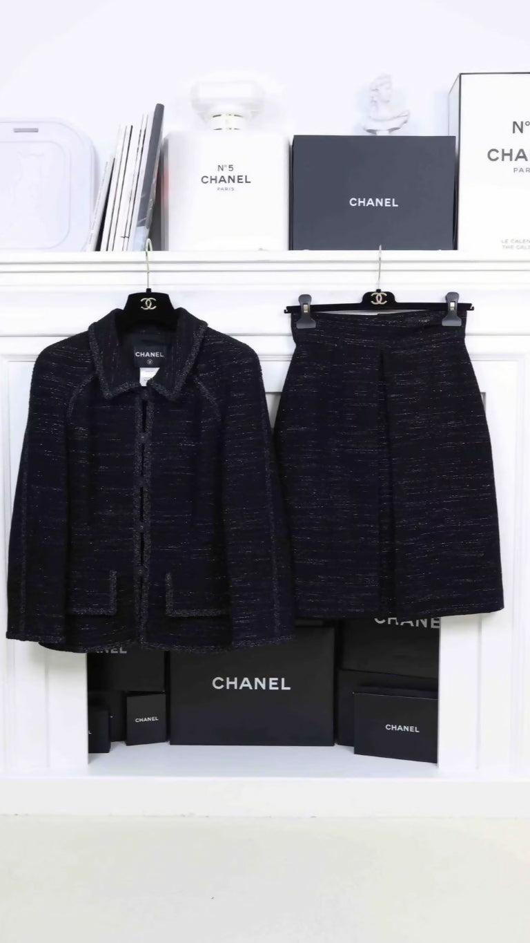 Chanel 2009 black jacket and skirt set