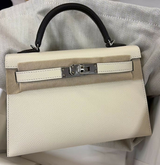 Hermès Tri-Color Mini Kelly 20 Nata / Rouge H / Chai Epsom with Palladium Hardware