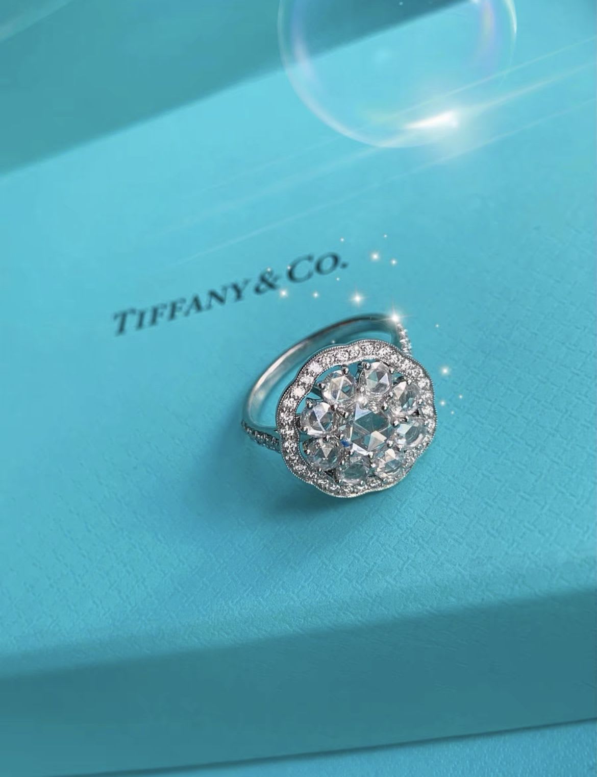 TIFFANY platinum diamond rose cut diamond ring