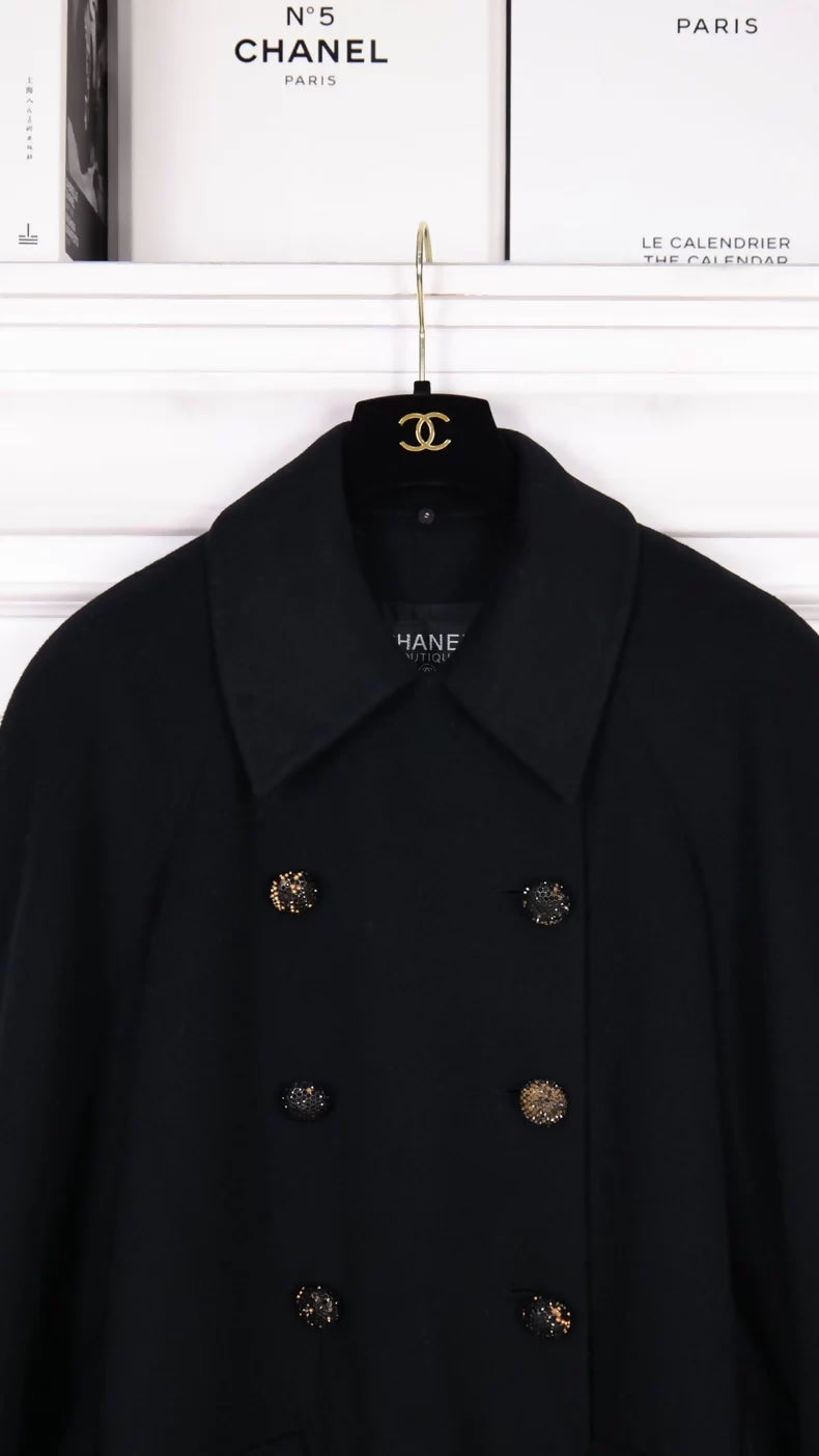 Chanel 1991 Black Wool Coat
