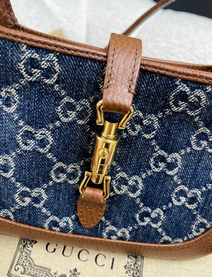 Gucci blue denim and leather Jackie1961 mini bag