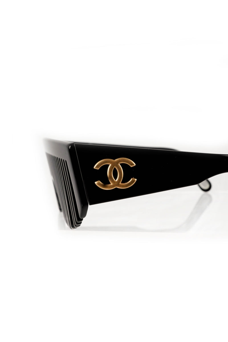 CHANEL 1990-2000s Hair Comb oversize-frame sunglasses