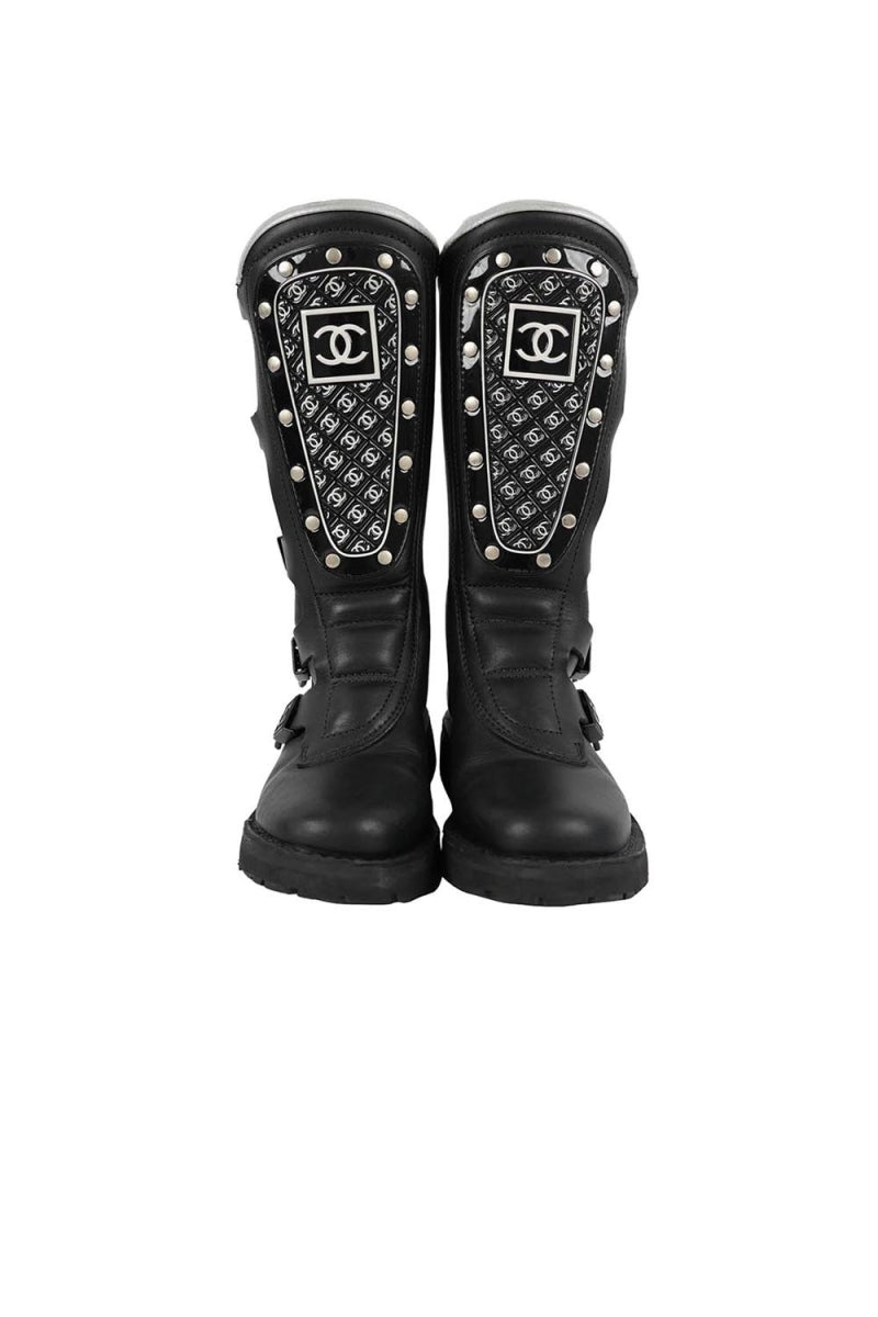 rare chanel motorcycle boots size 36