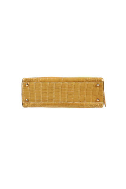rare chanel gold beige Alligator leather shoulder tote bag