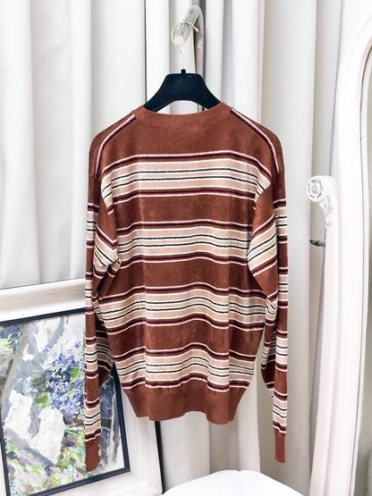 Miu Miu Spring/Summer 2026 brown striped terry cloth top