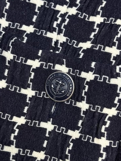 Chanel 18A blue and white checked tweed jacket