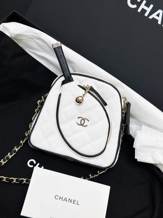 Chanel 23C Black and white canvas with gold hardware and calfskin trim